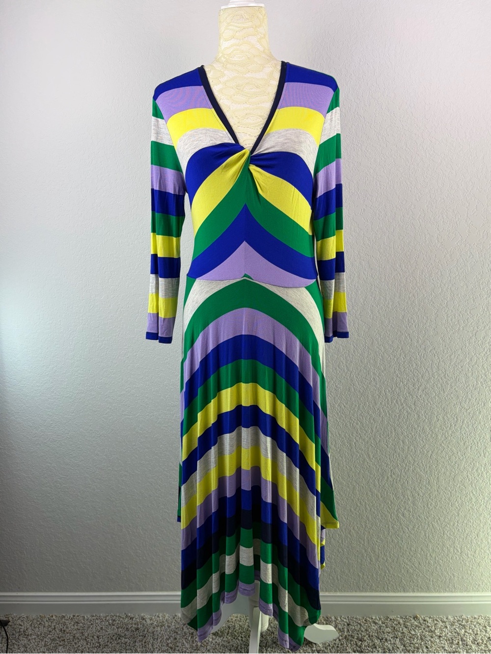Spense Twist Front Maxi Dress Multi-Color Medium NWT